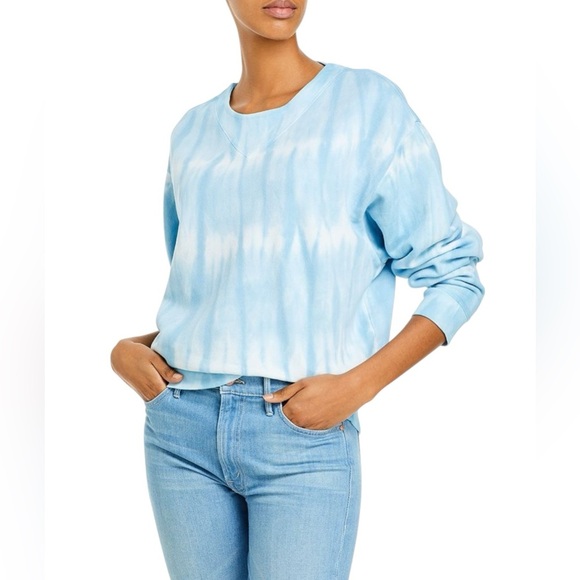 7 For All Mankind 100% Cotton Blue Tye Dye Sweatshirt Size Medium - Picture 1 of 7